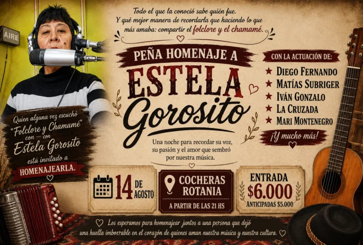 14 de agosto Peña en homenaje a Estela Gorosito