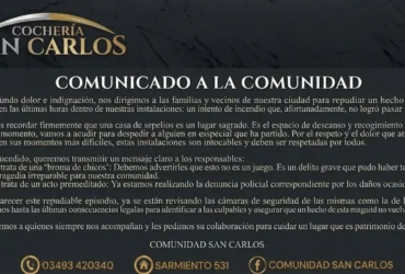Cochería San Carlos repudia intento de incendio