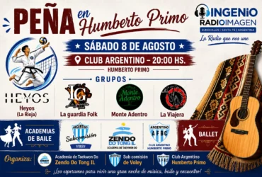 Humberto Primo se prepara para una gran peña folklórica con música, baile y tradición
