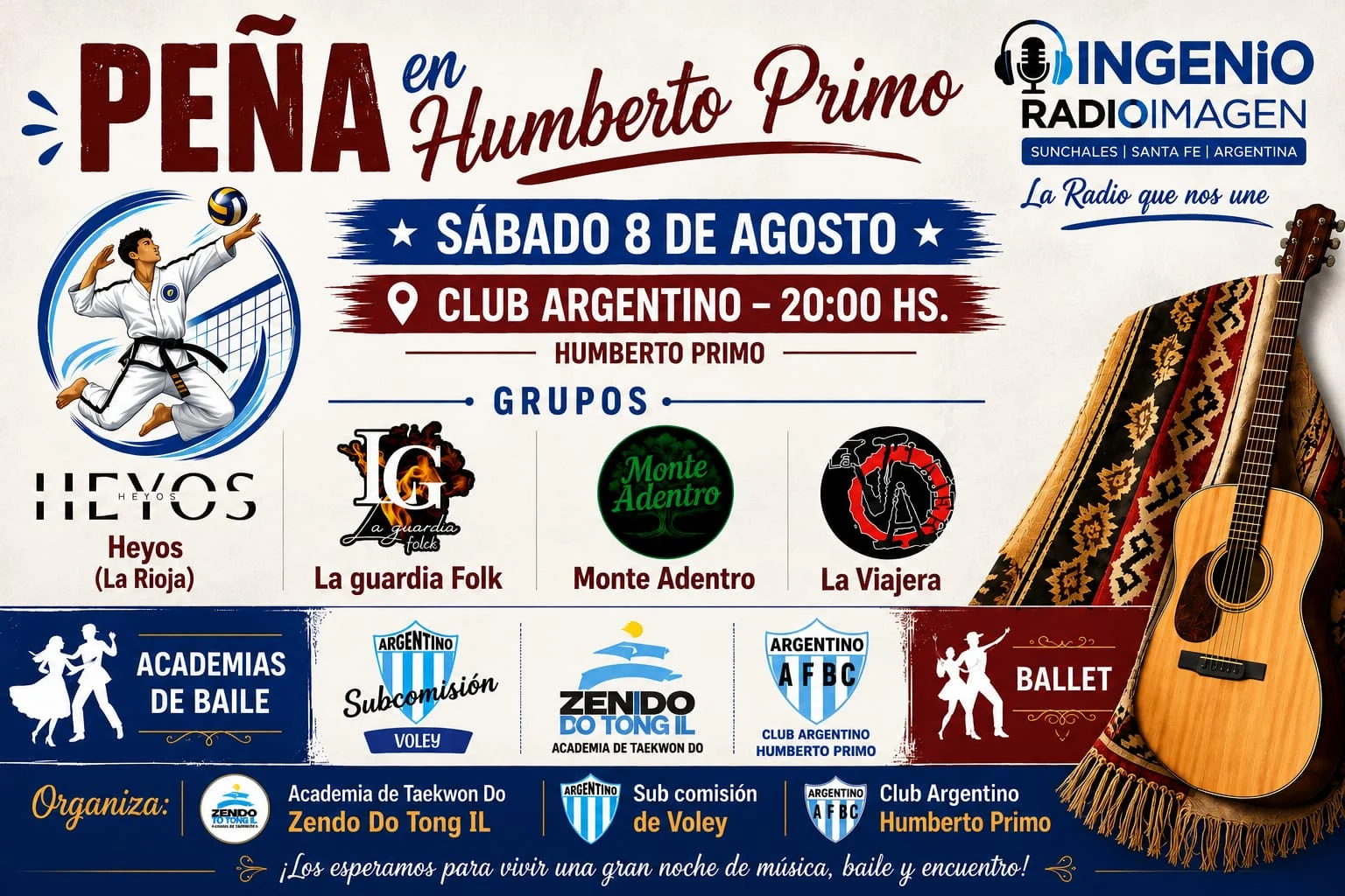 Humberto Primo se prepara para una gran peña folklórica con música, baile y tradición