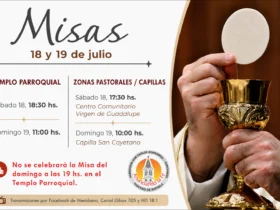 Parroquia San Carlos Borromeo informa los horarios de Misa para este fin de semana.
