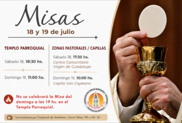 Parroquia San Carlos Borromeo informa los horarios de Misa para este fin de semana.