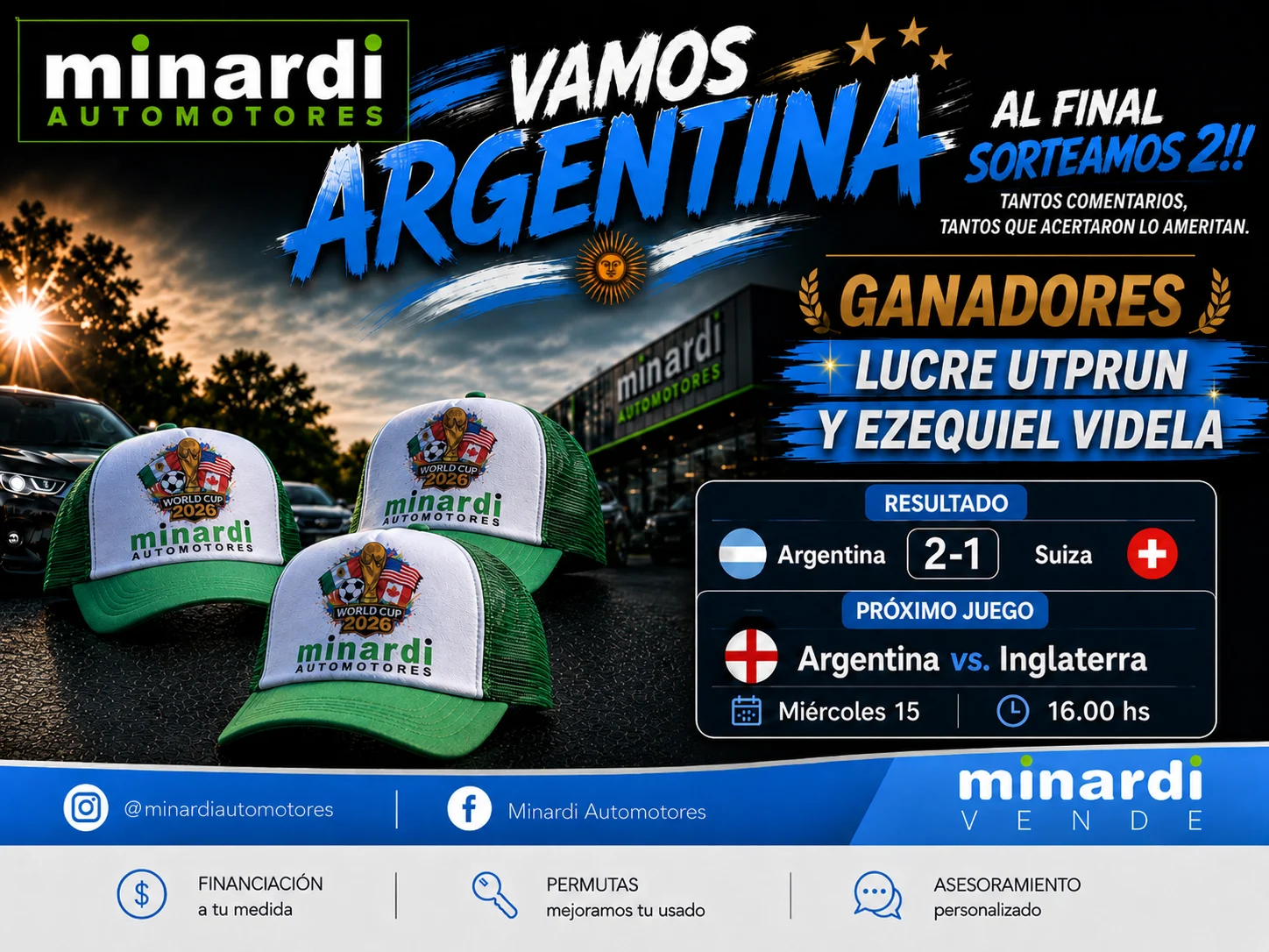 Al final sorteamos dos gorras del Mundial de Minardi Automotores.