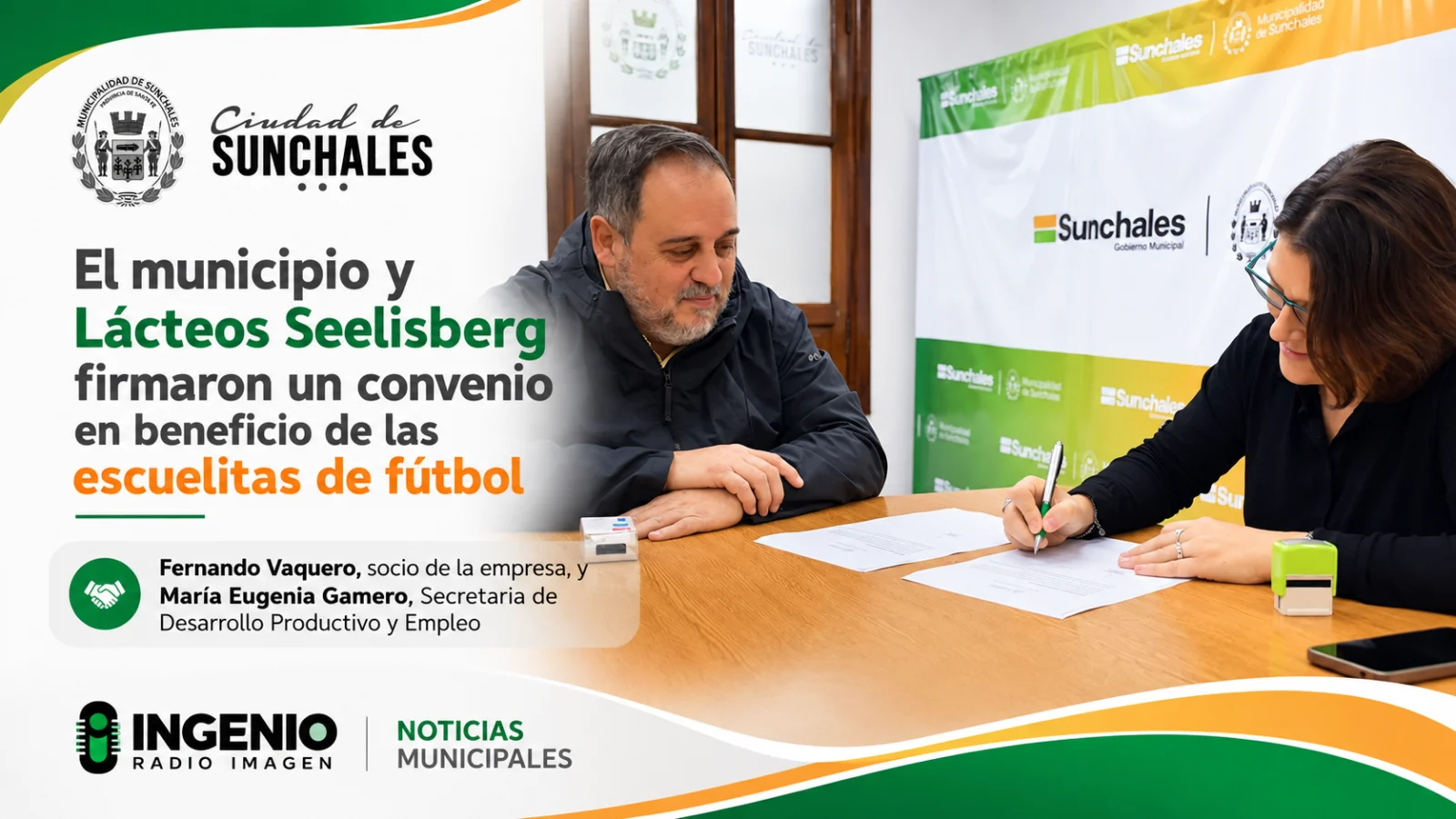 Convenio entre el Municipio y Lácteos Seelisberg para las escuelitas de fútbol