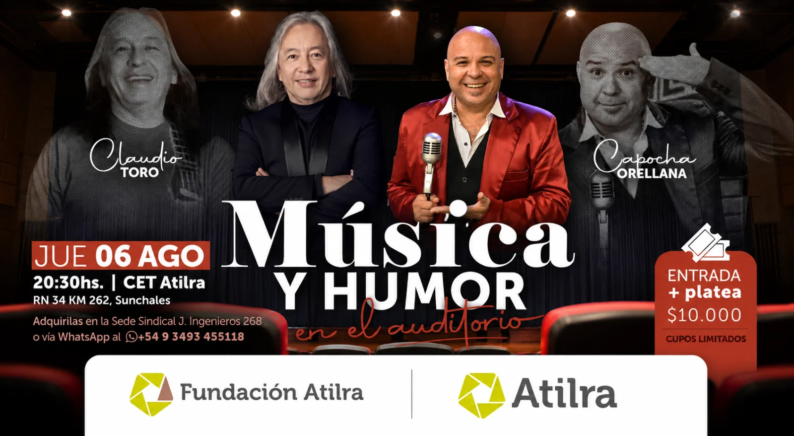 Noche de música y humor en el CET ATILRA
