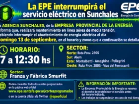 La Empresa Provincial de la Energía interrumpirá el servicio en Sunchales
