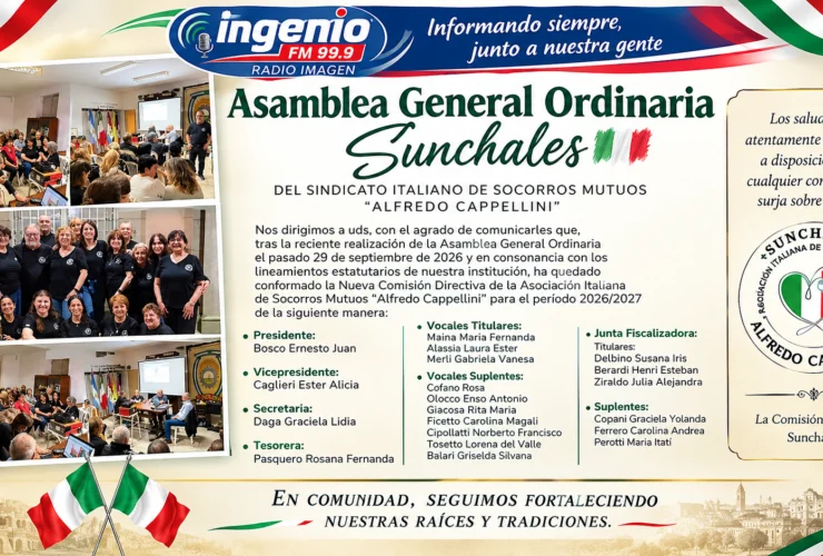 Nueva Comisión Directiva de la Asociación Italiana de Sunchales