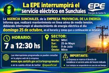 Corte programado de energía en Sunchales